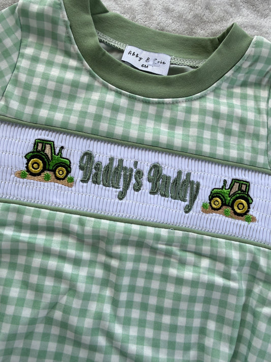 Daddy’s Buddy Smocked Tractor Bubble