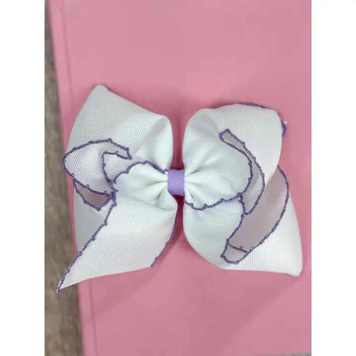 5" Moonstitch Bow - White / Lavender
