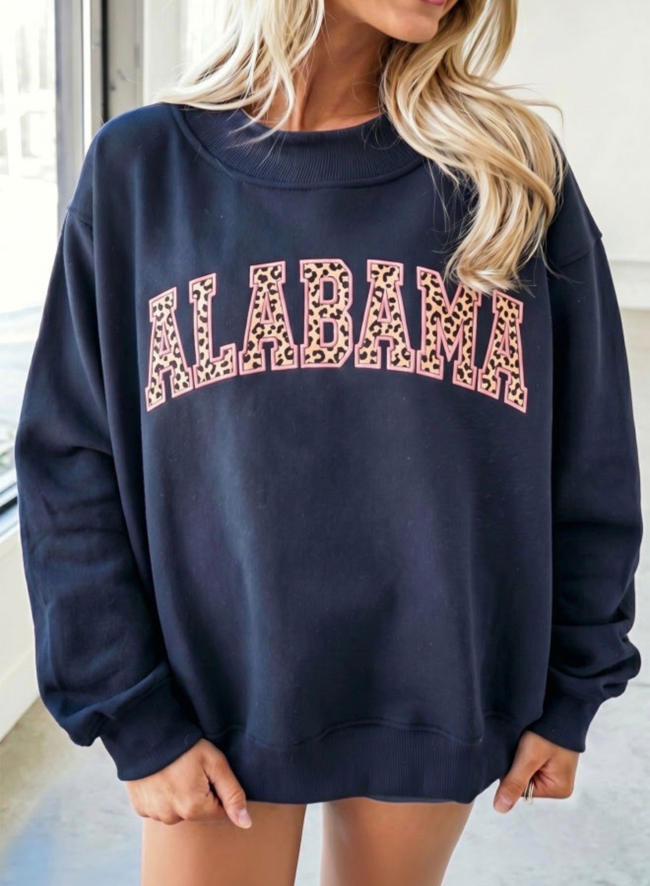 Embroidered Leopard AL Mock