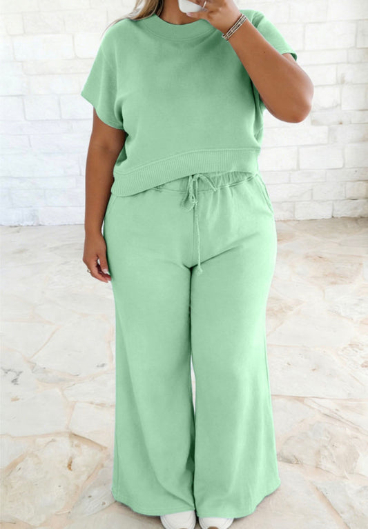Green Cropped Set - Plus