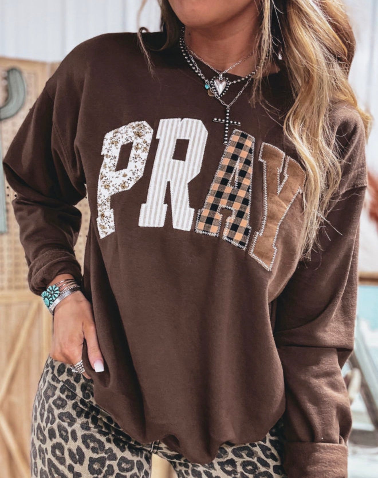 Pray Patchwork Pullover