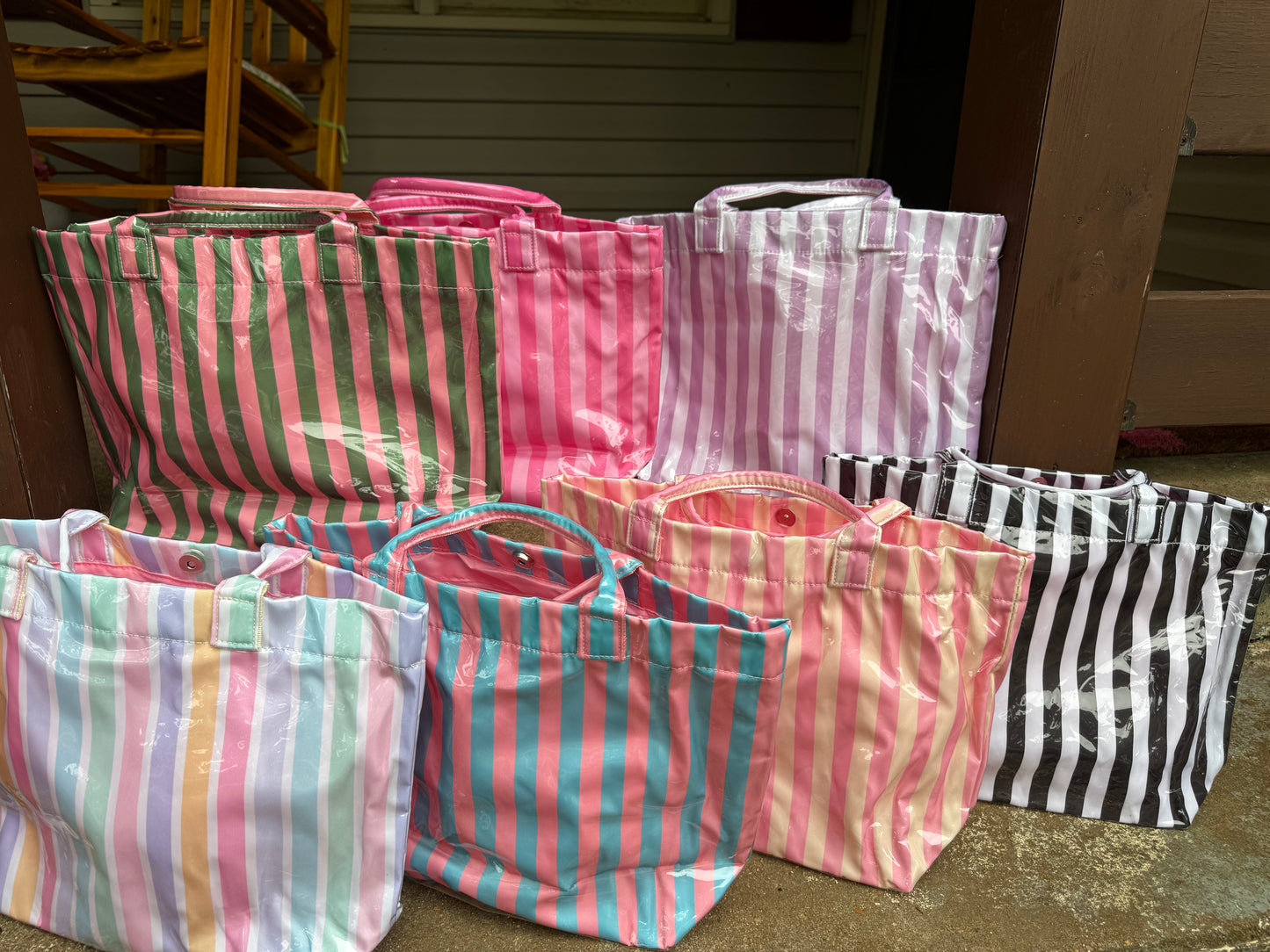 Clear Striped Summer Totes