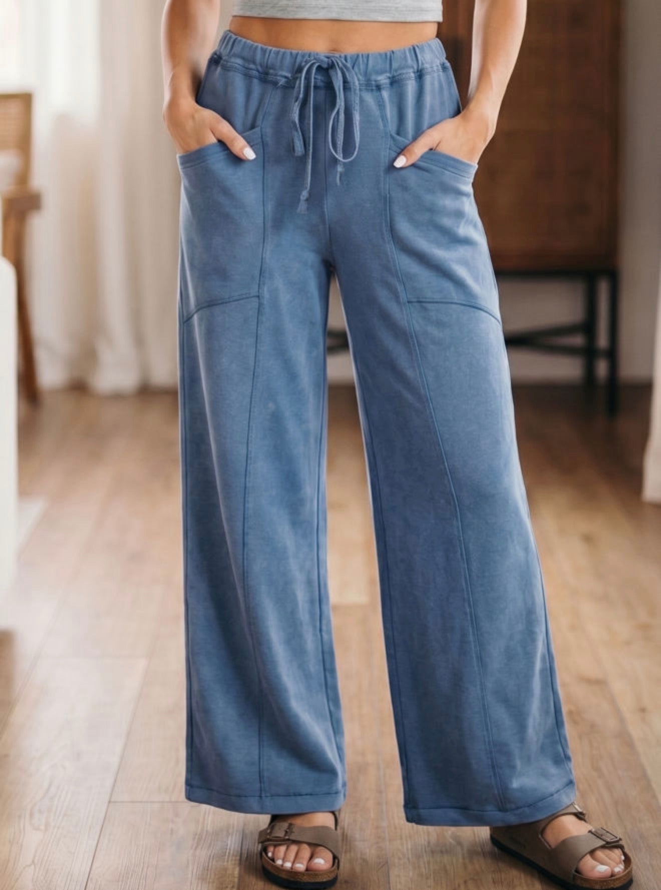 Ash Blue Loose Pants