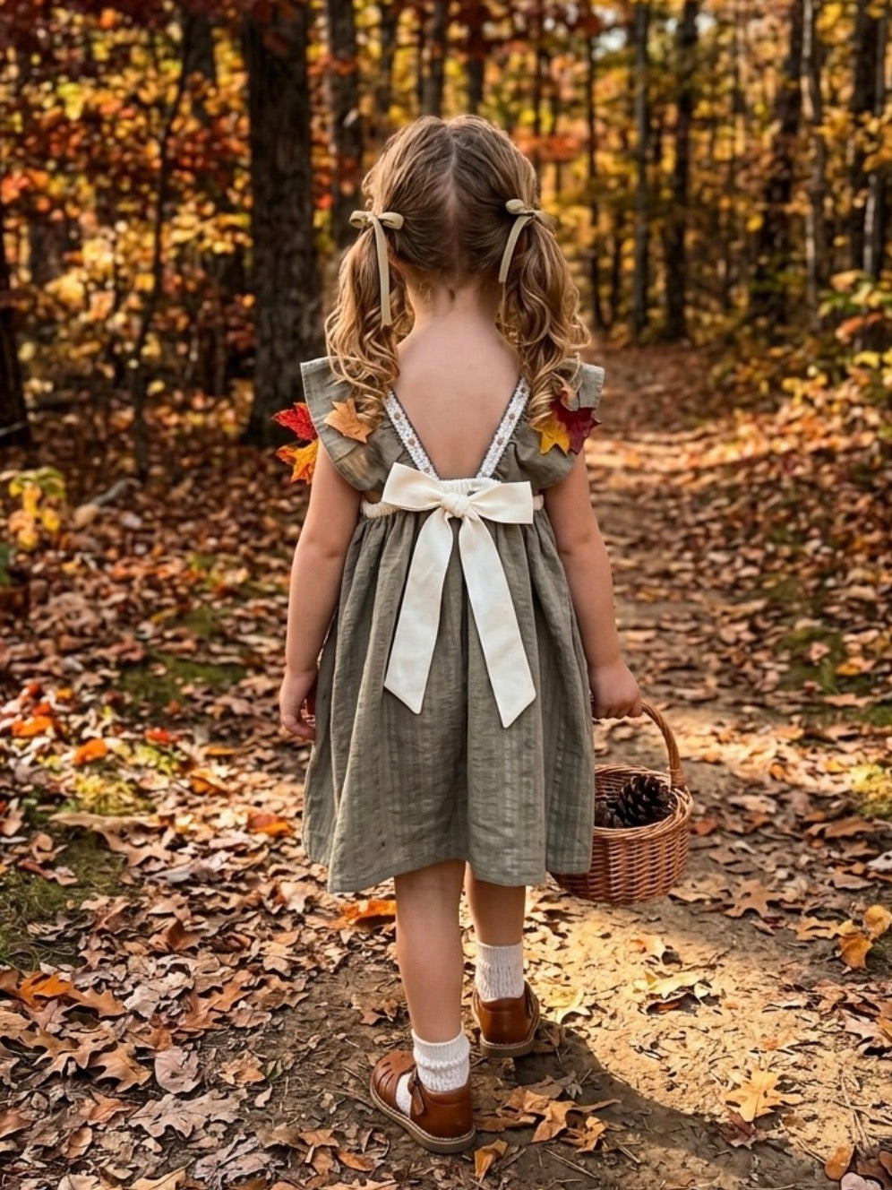 Olive Jacquard Bow Tie Dress