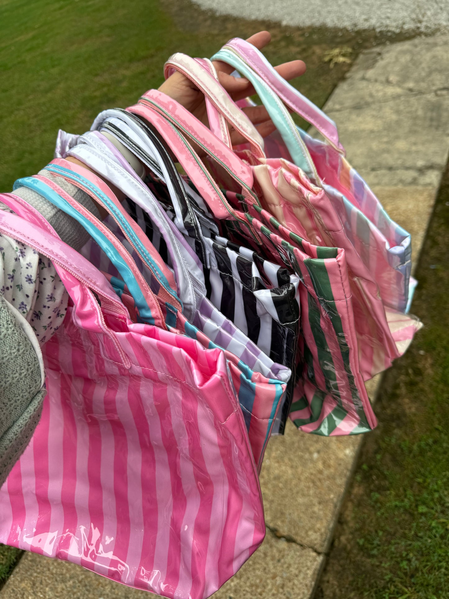Clear Striped Summer Totes