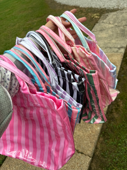 Clear Striped Summer Totes