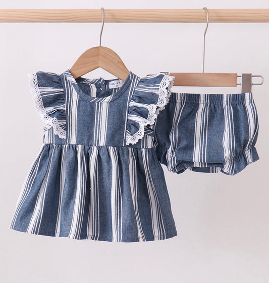 Denim Lace Bloomer Set