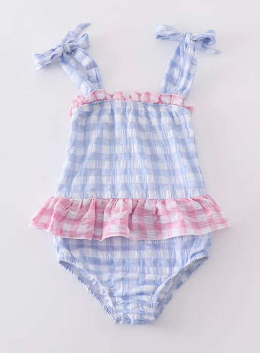 Blue Gingham One Piece