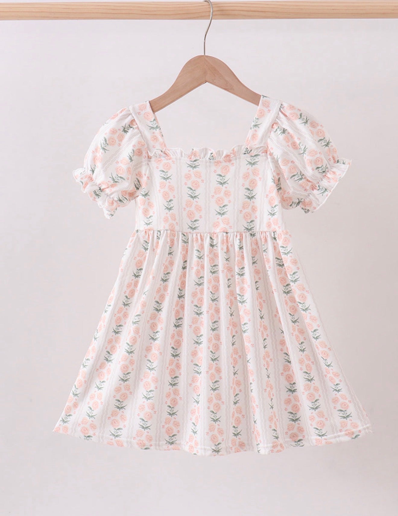 Sage Vines Ruffle Sleeve Dress