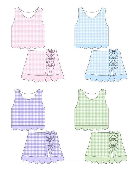 Scalloped Gingham Skort Sets