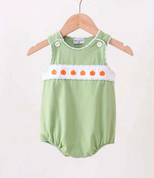 Embroidered Pumpkin Boys Bubble
