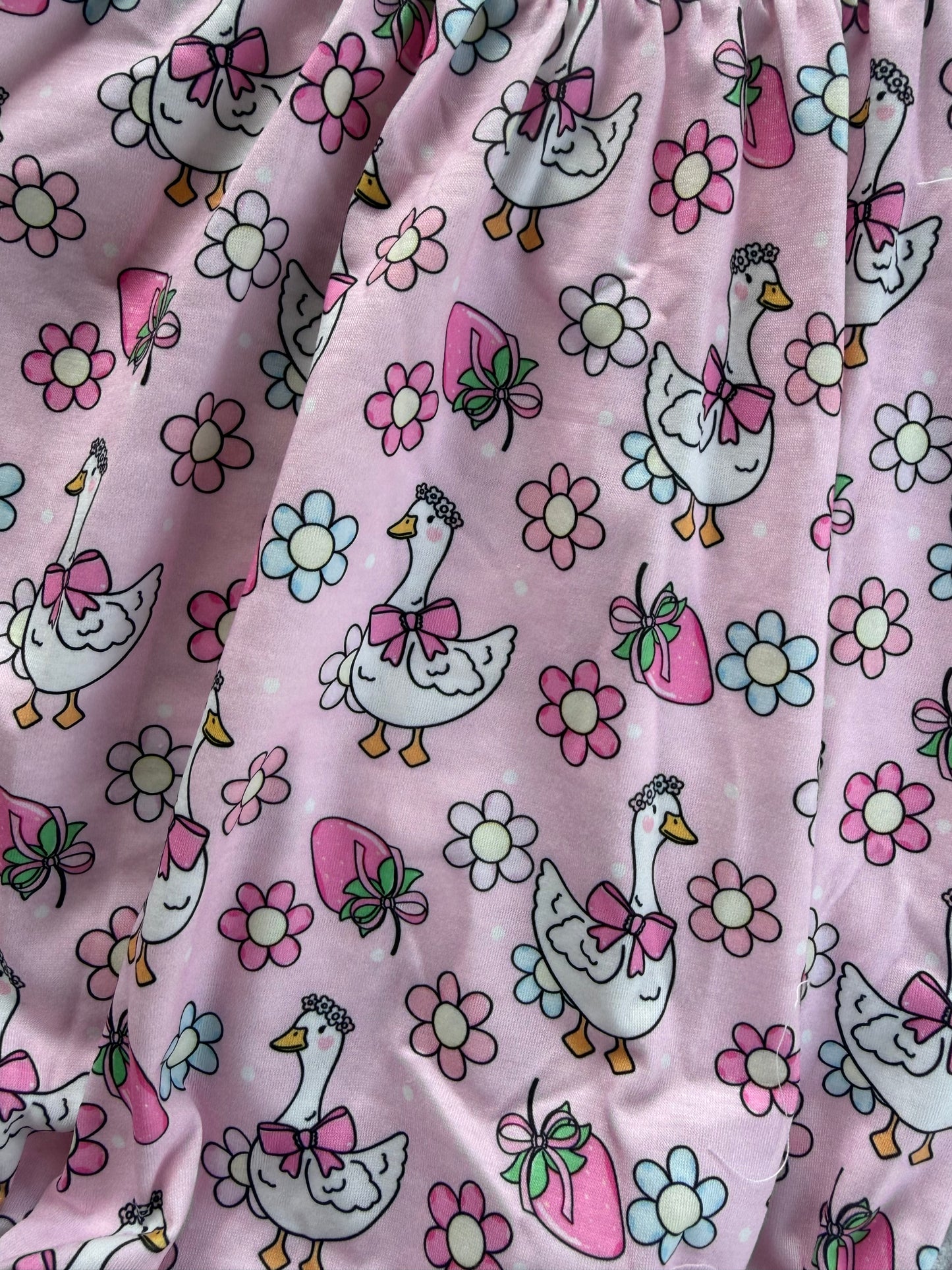 Pink Floral Goose Smocked Set