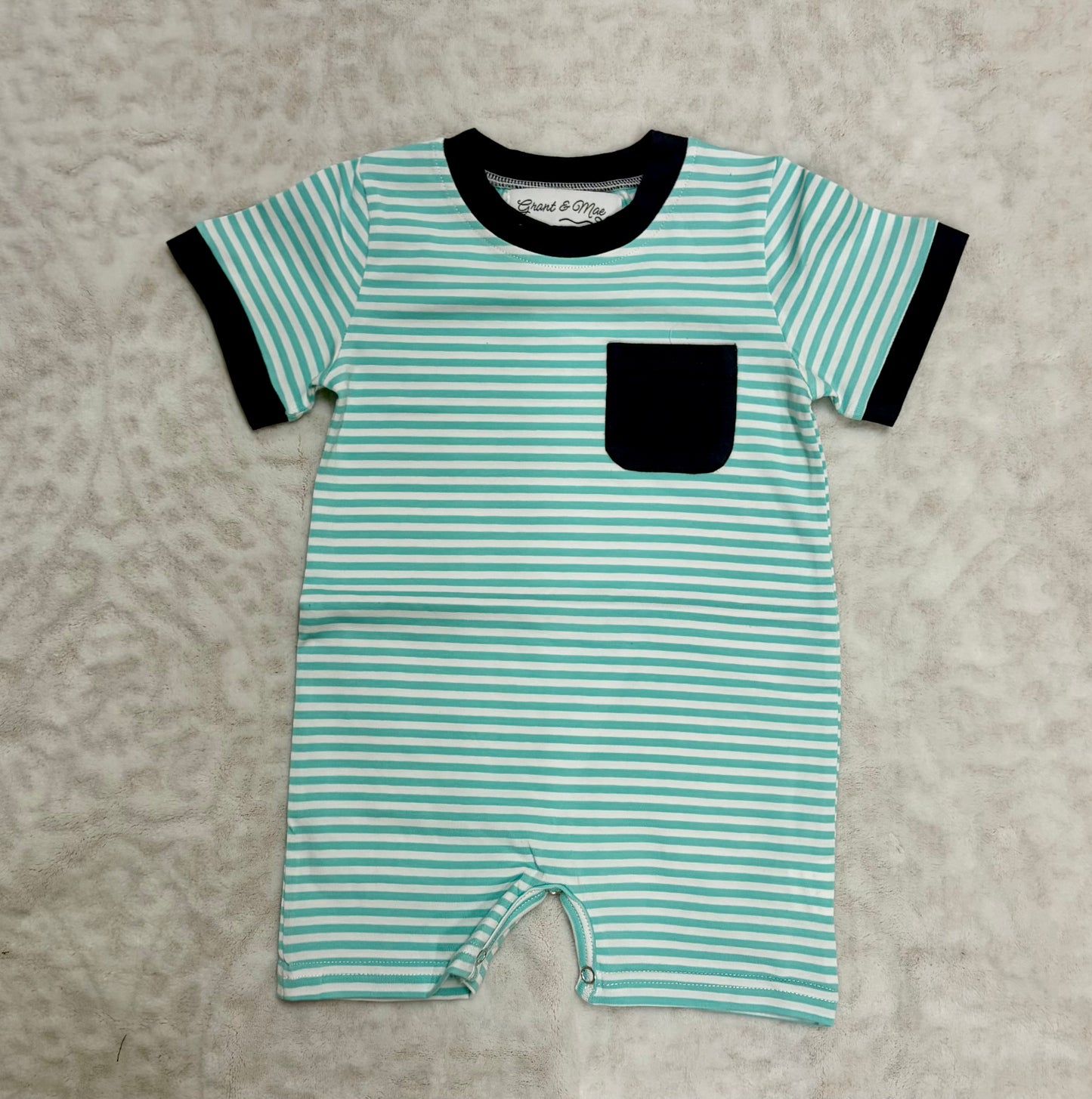 Navy Striped Play Romper