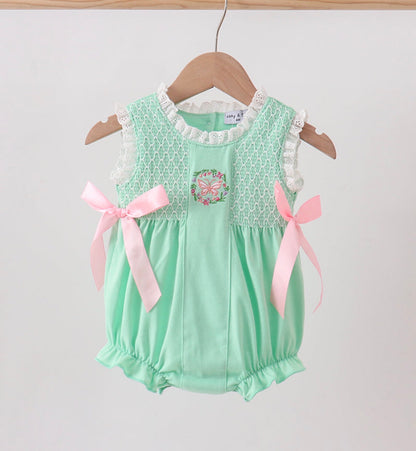 Mint Smocked Butterfly Bubble