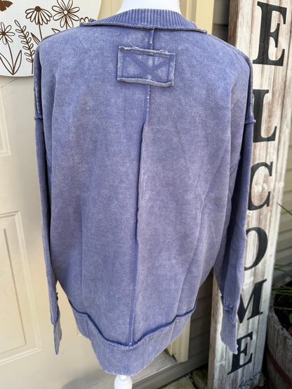 Marlin Acid Wash Pullover by Zenana