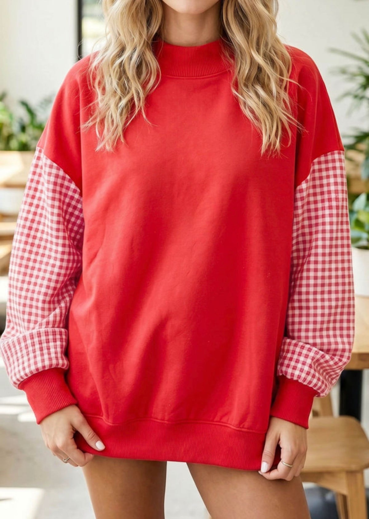 Red Gingham Pullover