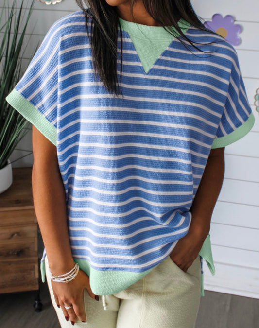 Blue / Mint Striped Top