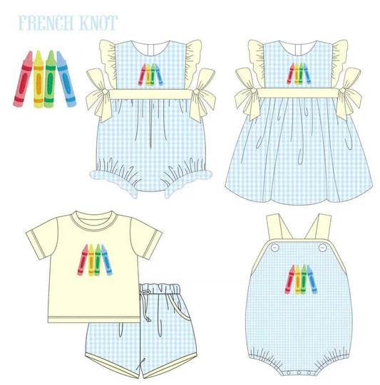 French Knot Crayon Gingham