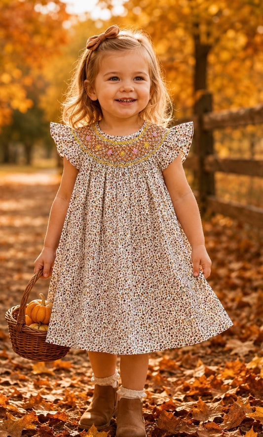 Smocked Autumn Florals Dress