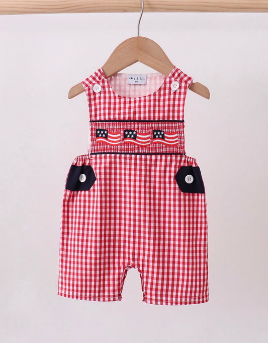 Smocked Woven Flag Romper