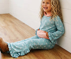 Peachy Teal Bow Ruffles Set