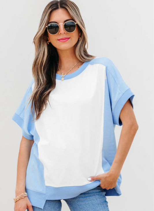 Blue Seamed Top