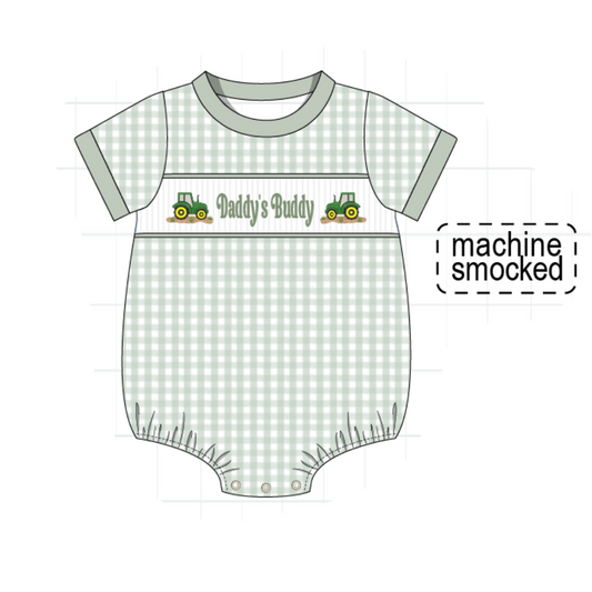 Daddy’s Buddy Smocked Tractor Bubble