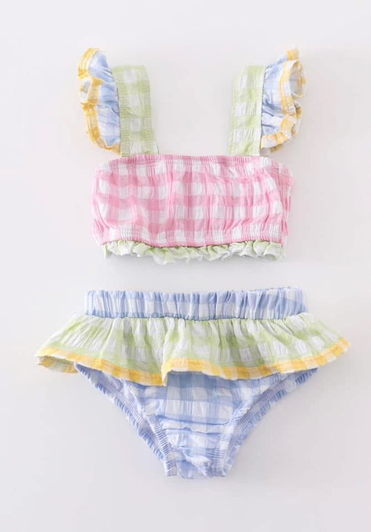 Multi Color Gingham Two Piece