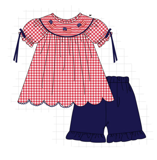 Smocked Woven Girls Flag Set