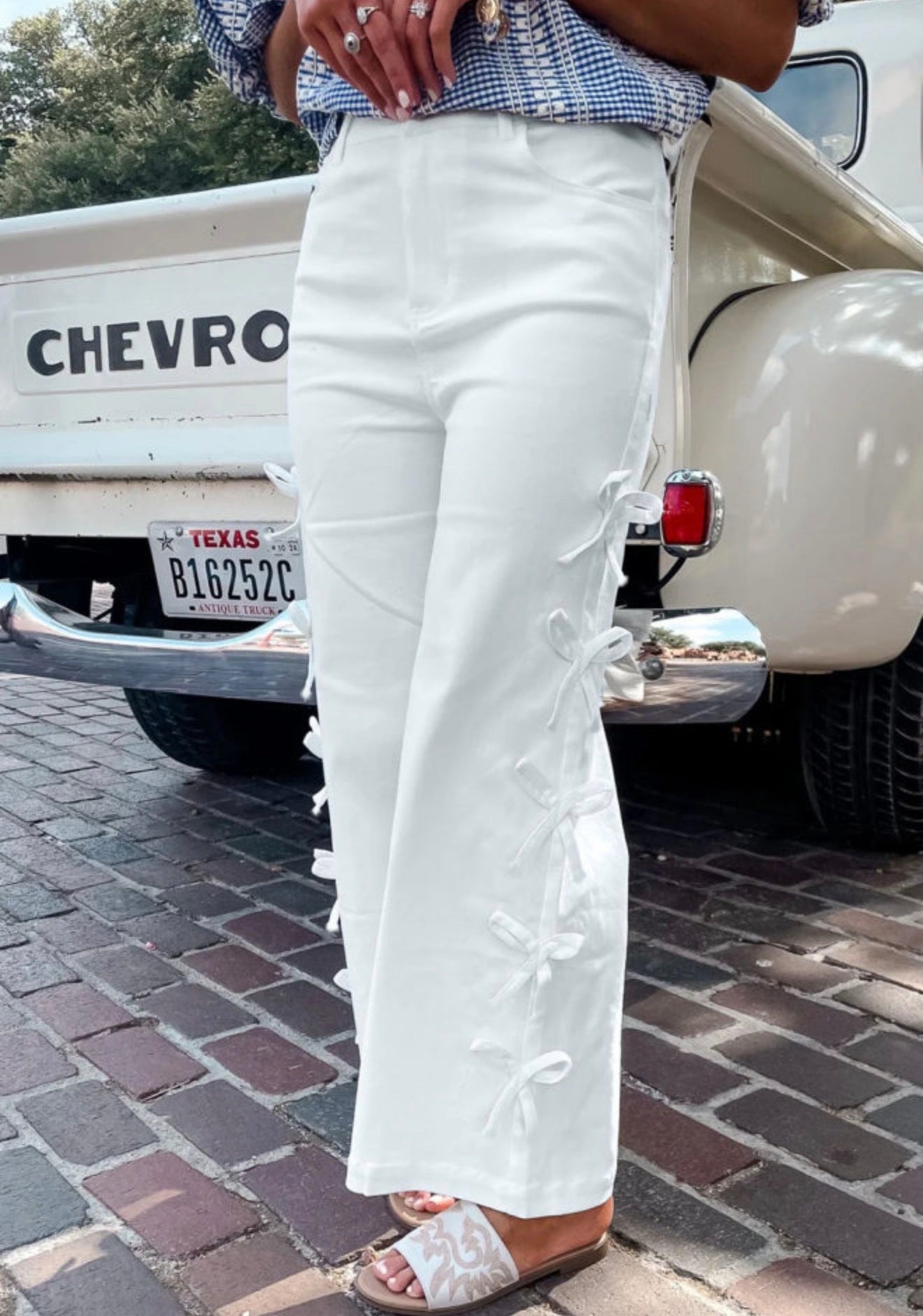 White Bow Pants