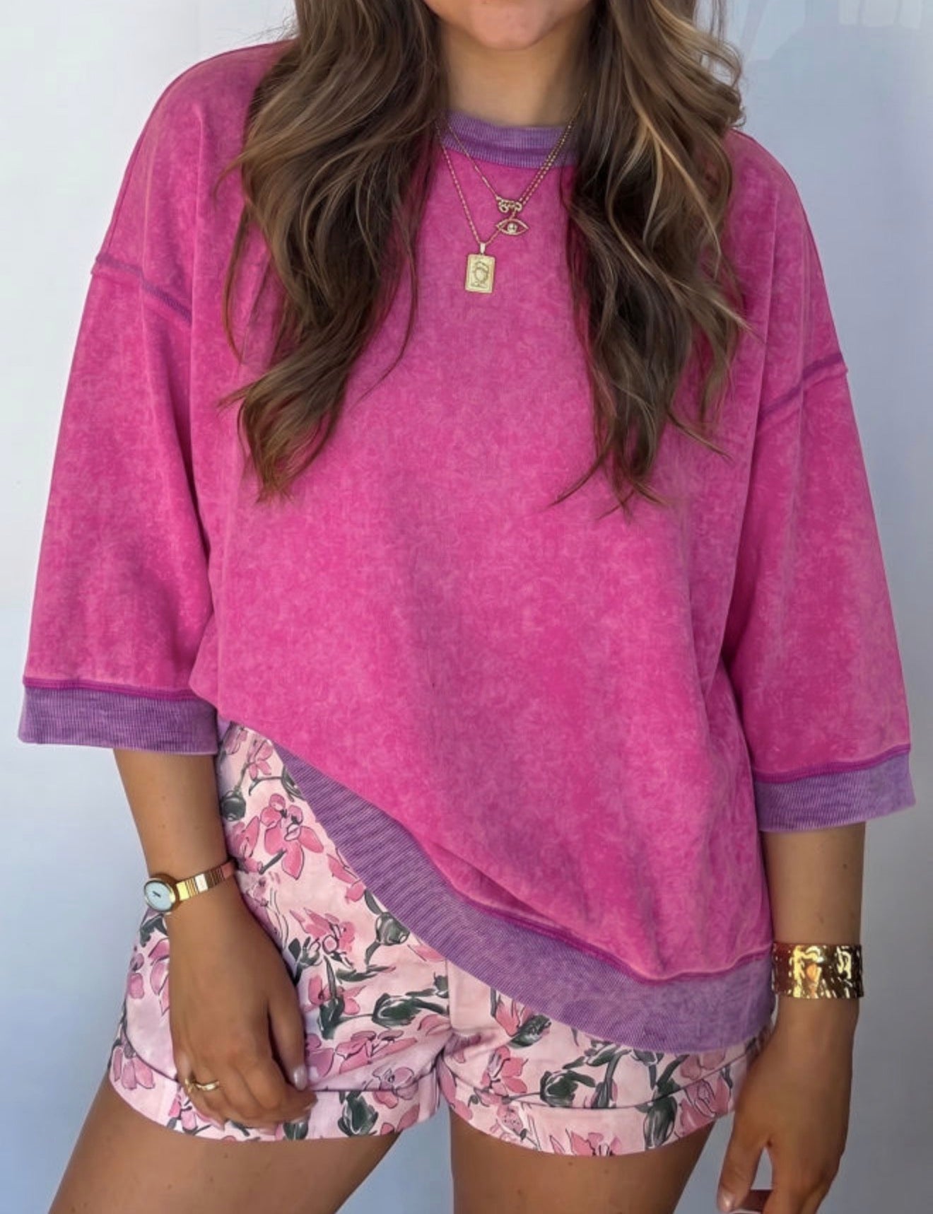 Hot Pink Mineral Wash Top