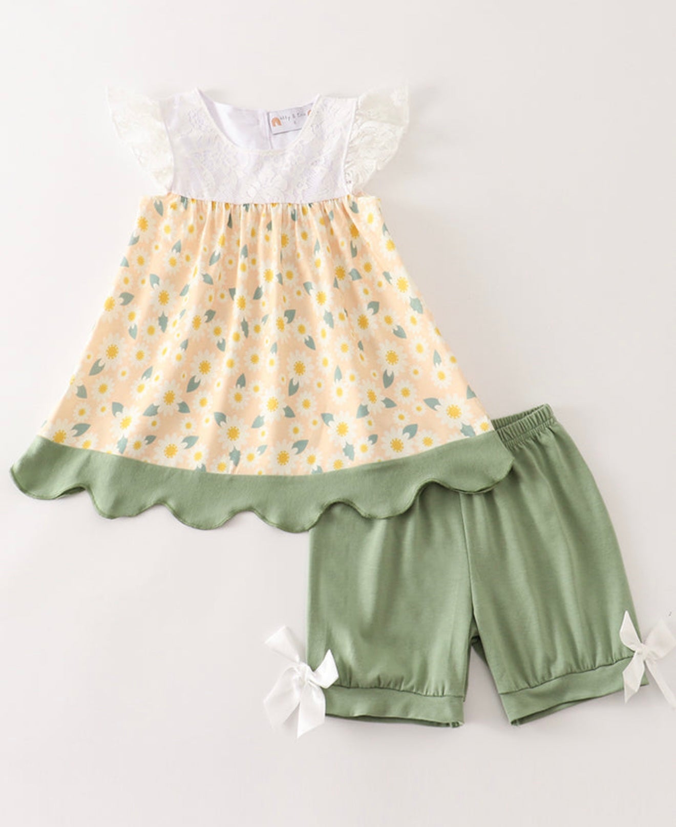 Yellow Floral Lace Short Set