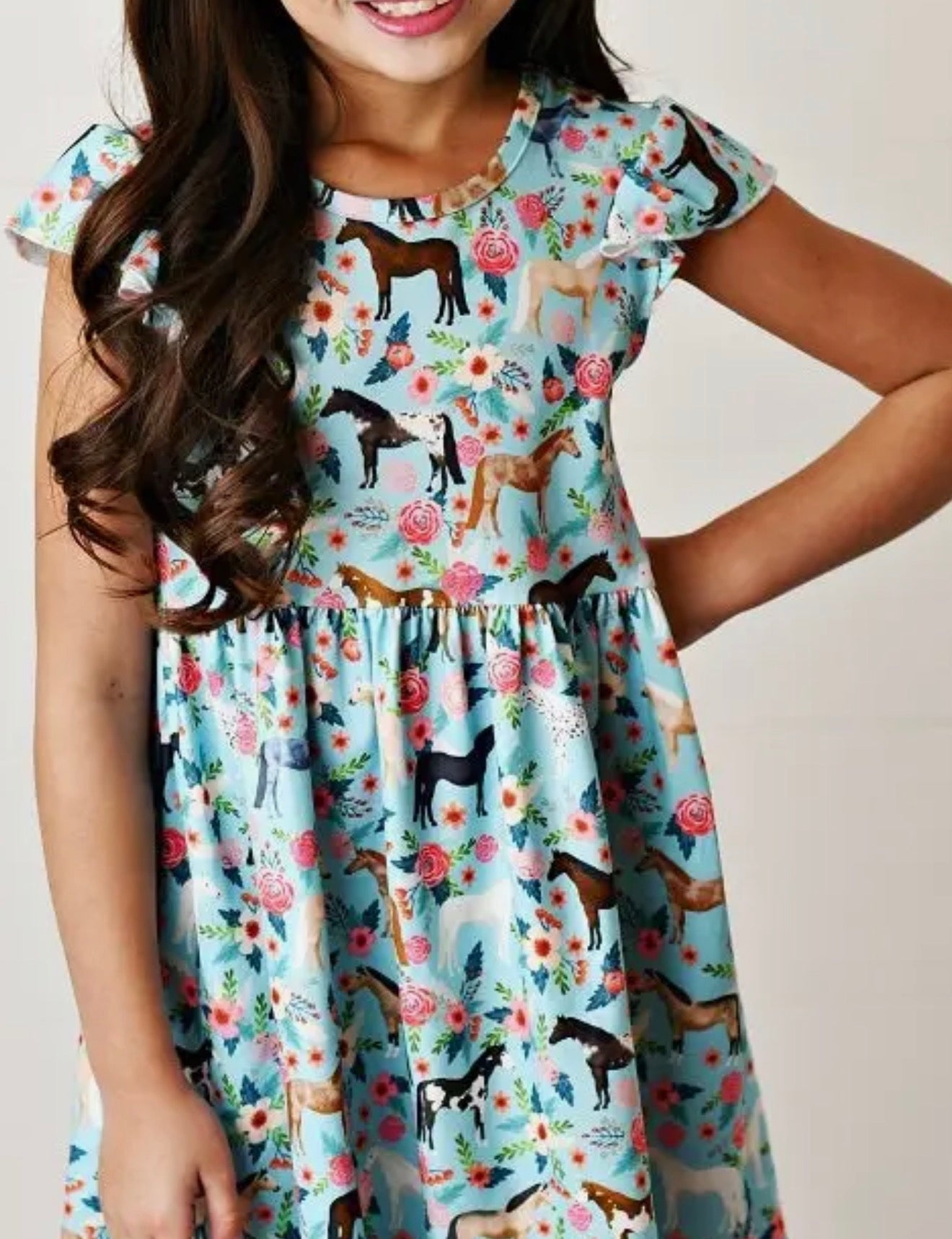 Floral Horse Twirl Dress
