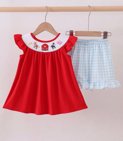 Smocked Farm Girls Set