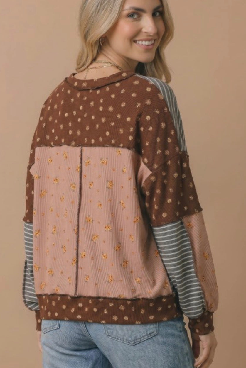 Haptics French Terry Fall Block Top