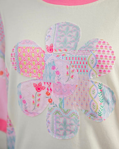 Pink Flower Patch Top