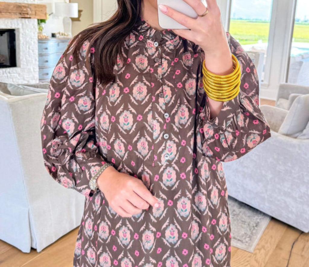Brown Floral Prairie Maxi