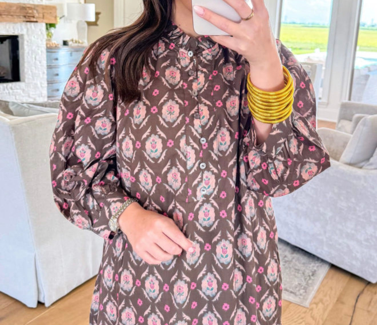 Brown Floral Prairie Maxi