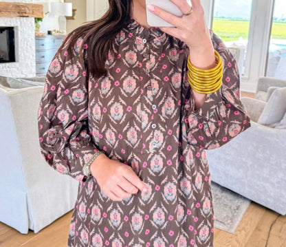 Brown Floral Prairie Maxi