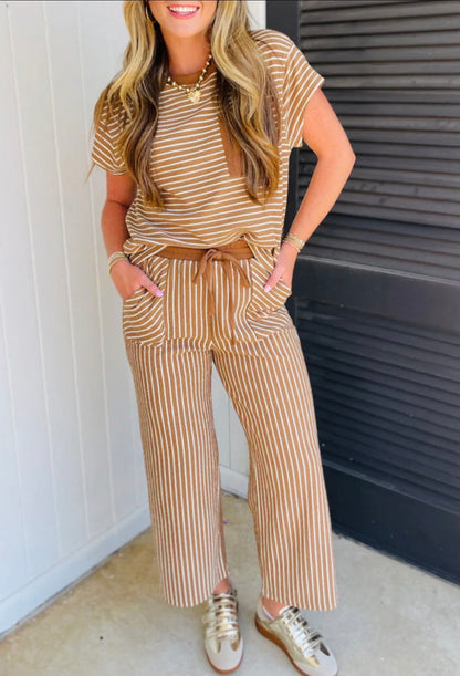 Khaki Striped Set