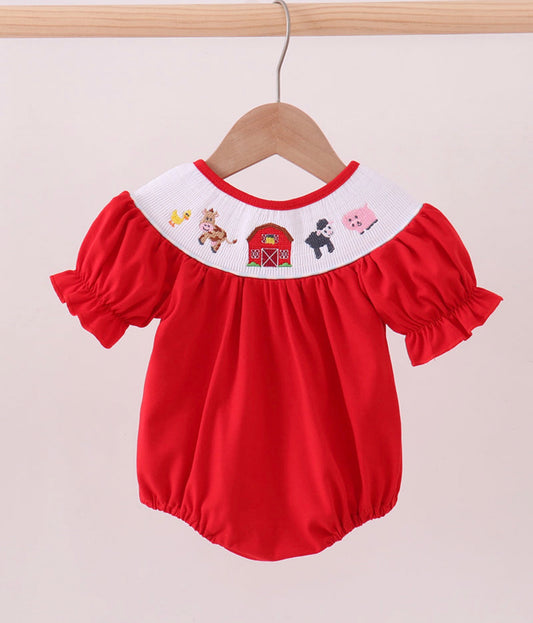 Smocked Farm Ruffle Bubble