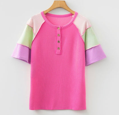 Summer Pink Corded Top