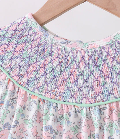 Green Lavender Floral Smock Set