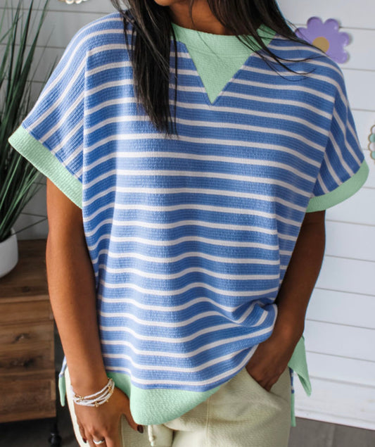 Blue / Mint Striped Top