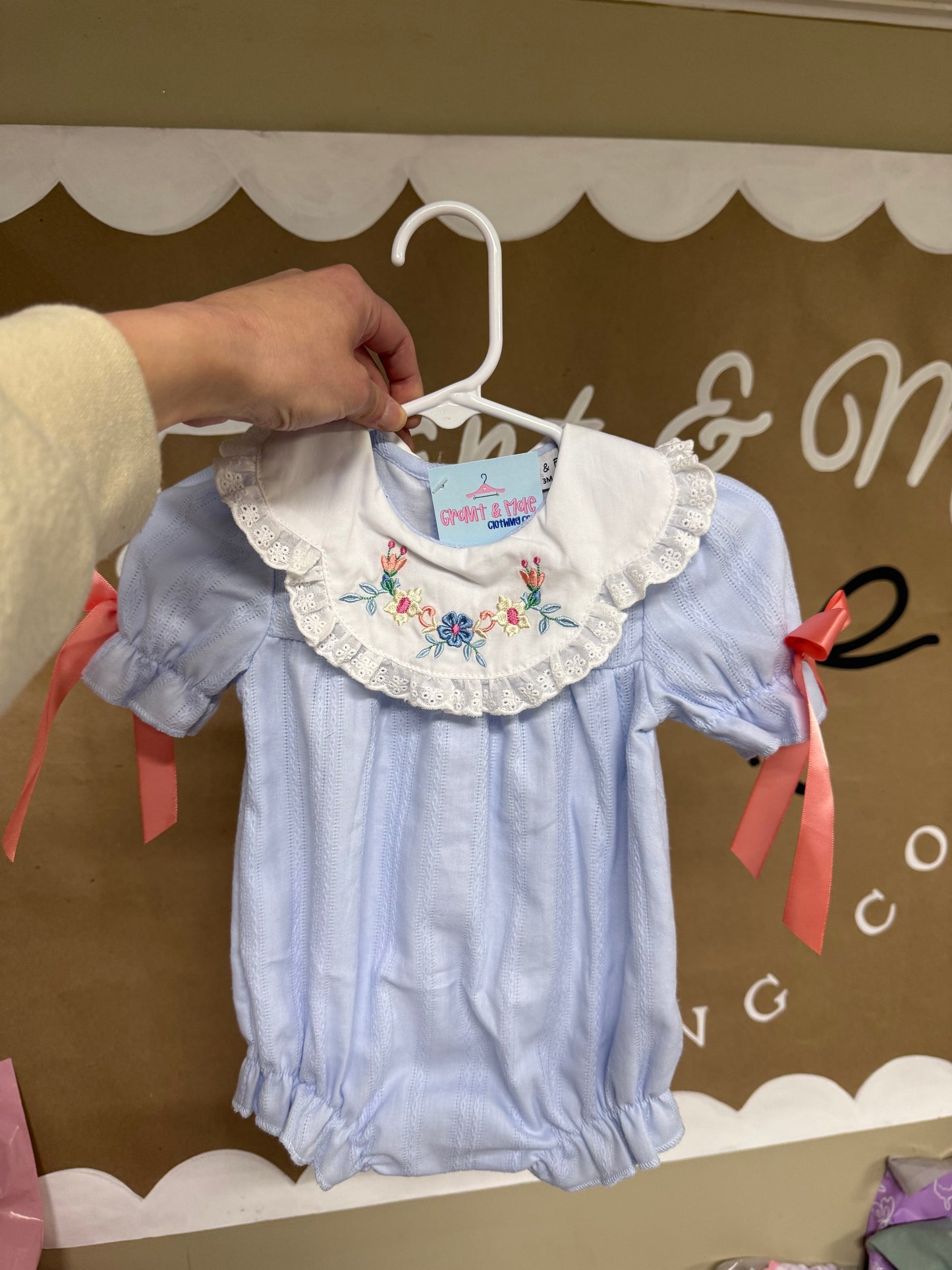 Blue Embroidered Lace Bubble