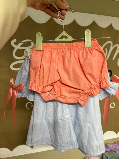 Blue Embroidered Lace Bloomer Set