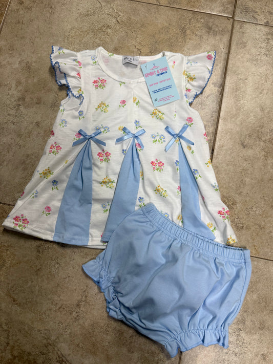 Blue Floral Ditsy Bloomer Set