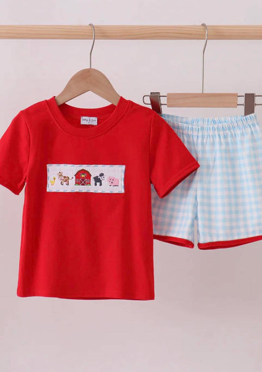 Smocked Farm Boys Set